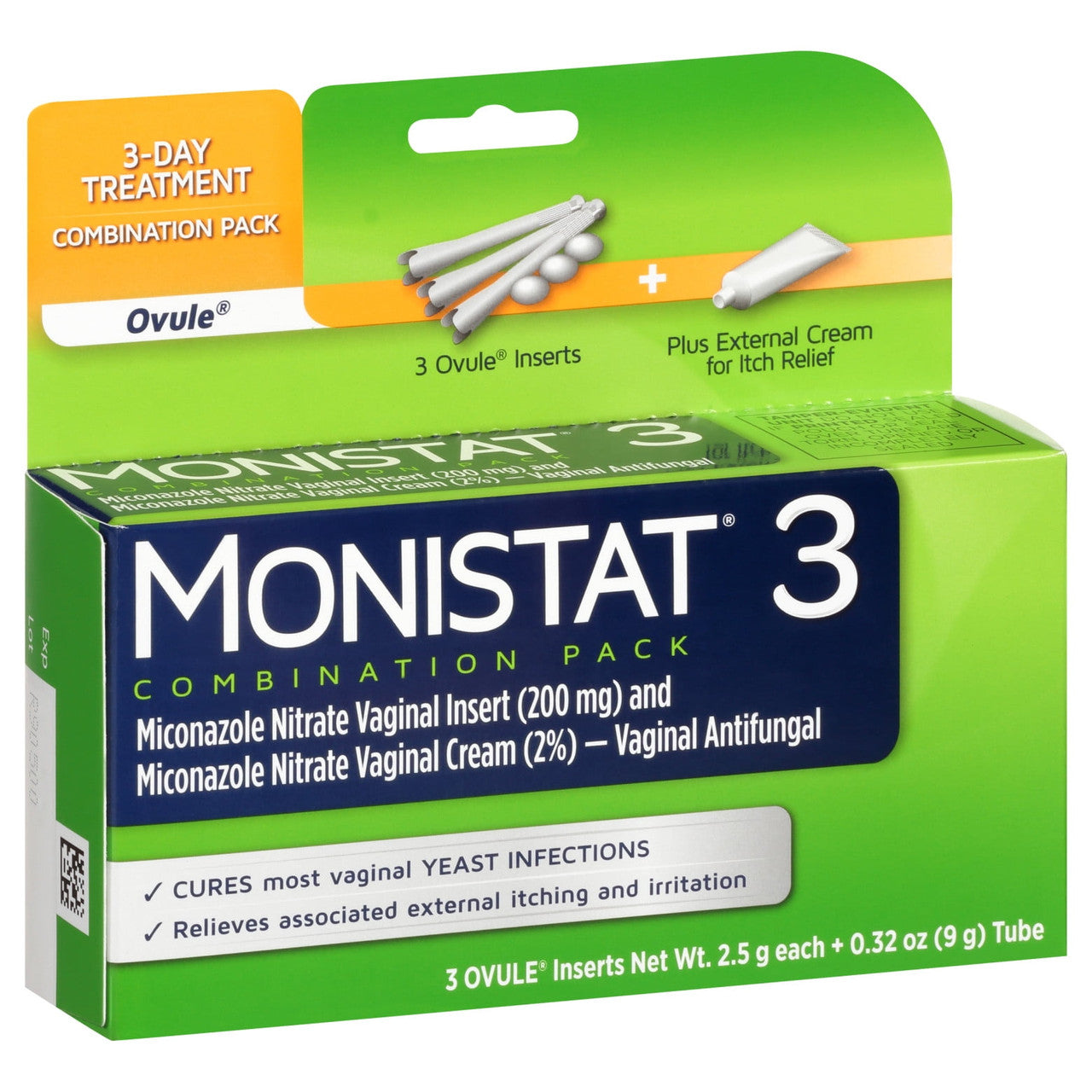Monistat 3 Vaginal Antifungal, Ovule Inserts Combination Pack, 1 Ea